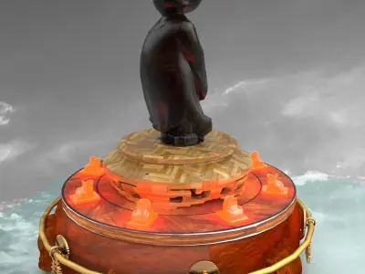 Chinese display stand with monk kid  3D model