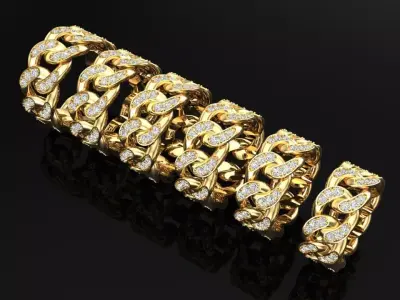 Chain ring - Miami Cuban ring - Link ring - Size 6 -11 3D Model Collection