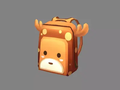 Cartoon children school bag - elk backpack Low-poly 3D model
