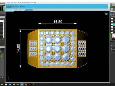 Luxury Square Emerald Diamond Ring for Men 3384 3D print model