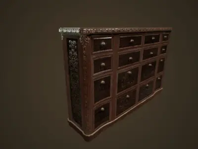 Antique Commode - PBR Game Ready Low-poly 3D model