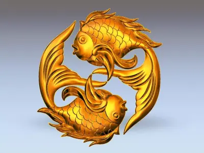 Two Goldfish Mural Art 3D print model