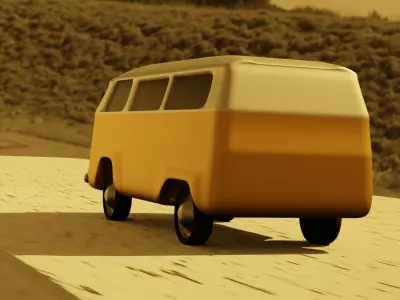 Minivan vw bus Low-poly 3D model