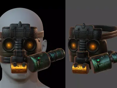 Gas mask helmet 3d model scifi Low-poly  Low-poly 3D model