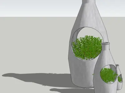 deco plants containers Low-poly 3D model