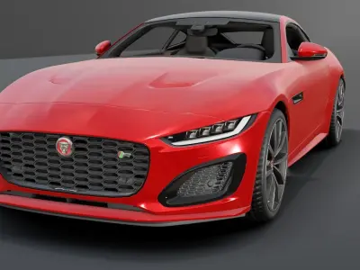 Jaguar F type Red Animated and Rigged Low-poly 3D model