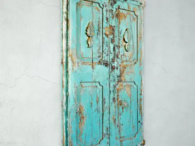 Vintage Blue Shutter Door 3D model