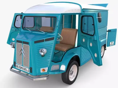 Citroen HY Blue with interior 3D model