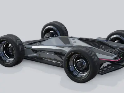 SCI-FI Futuristic F1-Rollcage Concept Racing Car - Unreal Ready Low-poly 3D model