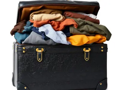 Vintage Suitcase with Clothes Model Pack Low-poly 3D model