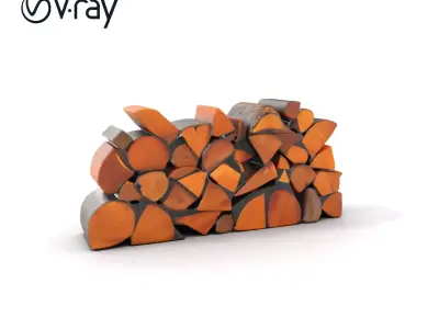 Firewood Stack D Model Pack with Versatile Detail Low-poly 3D model