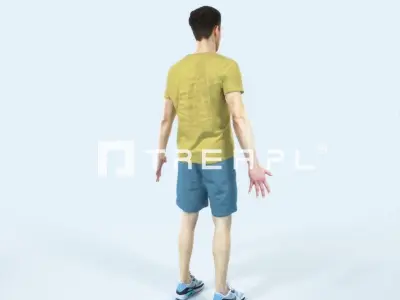 Virtue J Animated Rigged Sports Man Low-poly 3D model