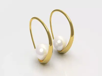 Modern hoop earrings with pearls stl model pe0002 3D print model