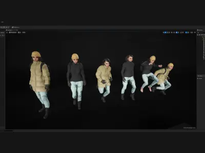 Mens and Womens Winter Outfits - Modular - Rigged 3D Model Collection