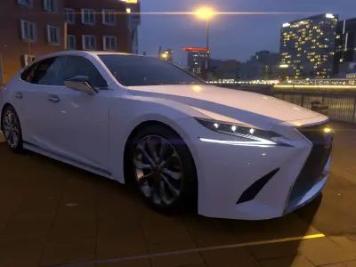 Lexus-White lexus cs sedan at night Low-poly 3D model