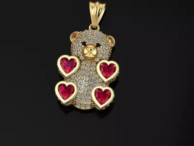 teddy bear necklace 3D print model