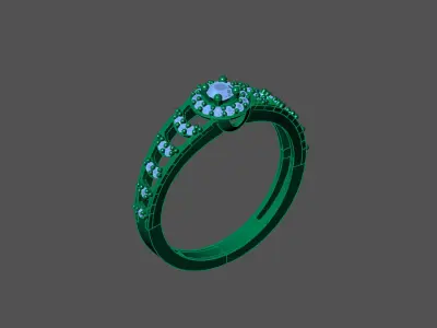 Womens Rings With Stone Ring Ready STL 3DM Models Rings women 3D print model