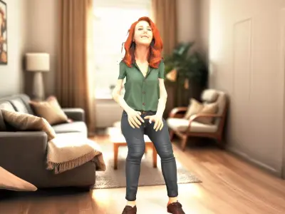 Redhead Casual Woman model pack Low-poly 3D model