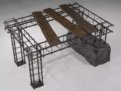 Concrete construction PBR Low-poly 3D model