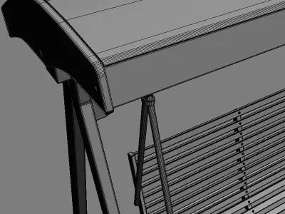 Multiple Seats Wooden Swing with Roof 14 3D model