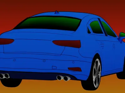 Audi-A3 Sedan for animators  Low-poly 3D model