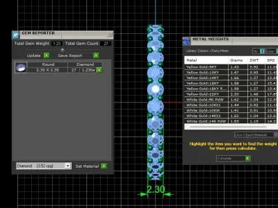 U Shaped Eternity Ring 2 point 3 mm stone size swiss 16 and EU56 3D print model