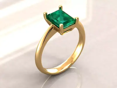 Emerald Cut Ring 3D print model