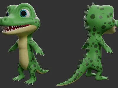 Crocodile 2 Cartoon Low-poly 3D model