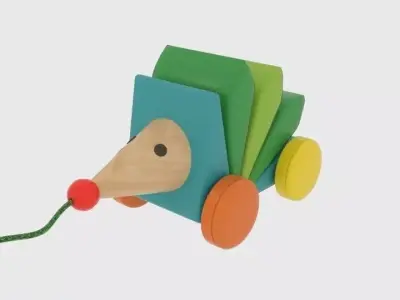  Kasper Wooden pull-along Hedgehog 3D  Low-poly 3D model