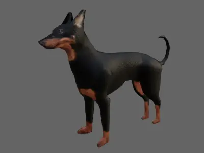 Dog Doberman - Low poly and High poly - Cachorro Low-poly 3D model