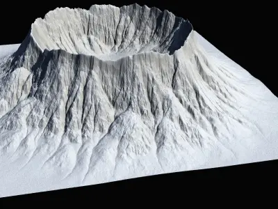 High-polly Desert Mountain Crater 3D model