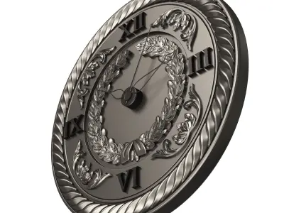 Classic Wall Clock 06 Chrome Low-poly 3D model