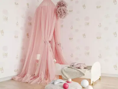 Kids bed with decor 3D model