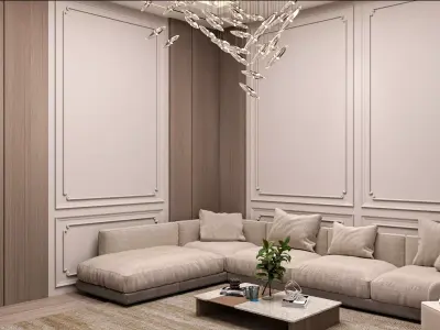 Living Room Scene Neo-Classic 3D model 3D model