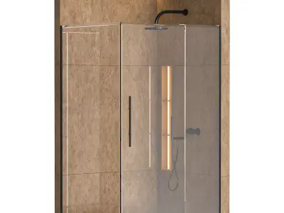 Shower cabin with partition 03 3D model