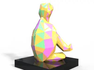 polygonal turtle on the podium 3D model