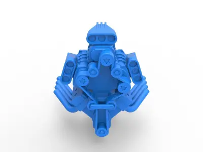 Engine V8 with triple supercharger V4 Scale 1 to 25 3D print model