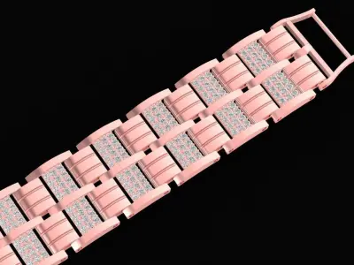 Luxury Two Tone Gold Diamond Link Bracelet for Men  2555 3D print model