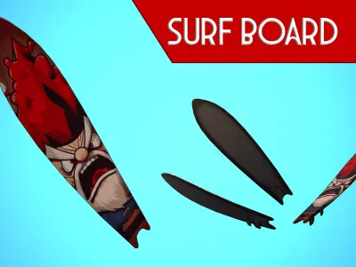 SURF BOARD 20 CARTOON STYLIZED Low-poly 3D model