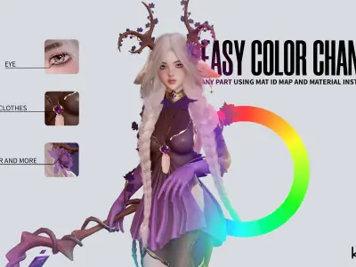 Dryad Girl Fawnia - Game Ready Low-poly 3D model