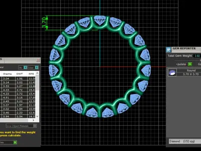 U Shaped Eternity Ring 3 point 7 mm stone size swiss 18 and EU58 3D print model