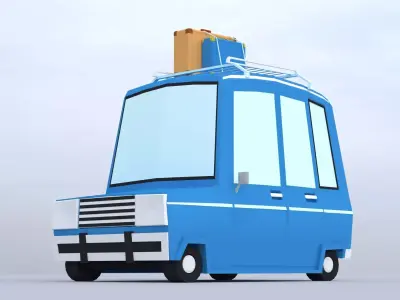 Stylized low poly microcar Low-poly 3D model