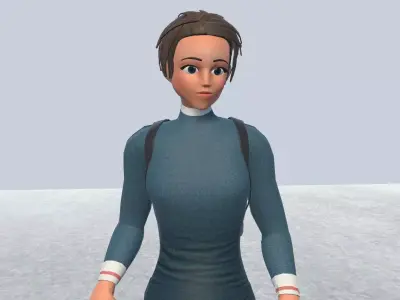 Cyclist female avatar 1 Low-poly 3D model