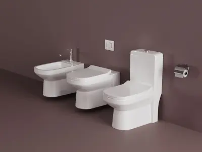 Toilet and Wall-Hung Toilet 3D Model 3D model