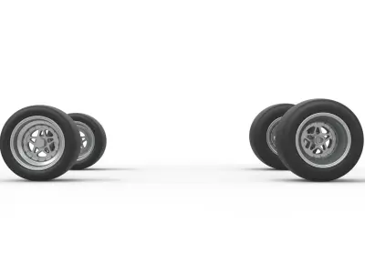 Wheel set of Asphalt Sprint car Scale 1 to 25 3D print model