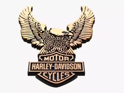 Harley Eagle Freedom Flight Motorcycle Badge 3D print model