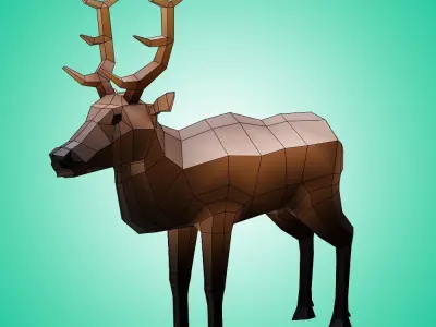 Elk Low Poly Low-poly 3D model