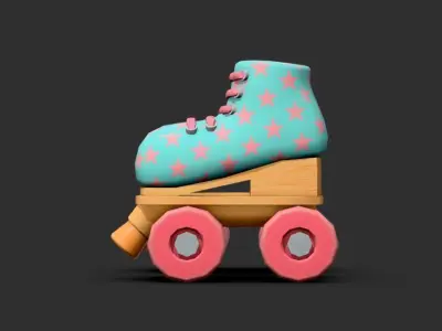 Quad roller skates  Low-poly 3D model