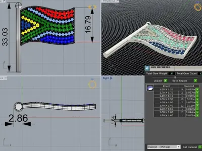 South Africa flag necklace    437 3D print model