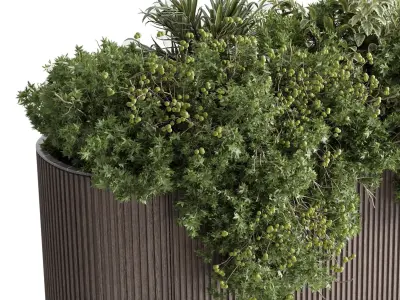 wooden box plants on stand - set indoor 383 marble box vase Low-poly 3D model